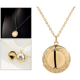 Maxbell Women Openable Round Picture Photo Locket Pendant Necklace Chain  Gold