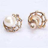 Maxbell Golden Hoop Earring Simulated Pearl Round Earring Fashion Crystal Jewelry Charming Party Stud Ear - Aladdin Shoppers