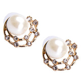 Maxbell Golden Hoop Earring Simulated Pearl Round Earring Fashion Crystal Jewelry Charming Party Stud Ear - Aladdin Shoppers