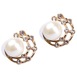 Maxbell Golden Hoop Earring Simulated Pearl Round Earring Fashion Crystal Jewelry Charming Party Stud Ear - Aladdin Shoppers