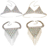 Maxbell Maxbell Sexy Bra Bikini Women Halter Sequin Tassel Summer Beach Chest Chain Golden