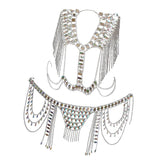 Maxbell Maxbell Women Sexy Tassel Body Chain Set for Nightclub Beach Bikini Jewelry Silver