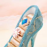 Maxbell 2pcs Blue Wedding Party Fantasy Jewelry Display Stand Holder Rack High Heels