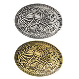 Maxbell 2x Norse Medieval Viking Shield Symbol Brooch Oval Shawl Sweater Pin Silver