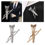 Maxbell 2Pack Bow and Arrow Brooches Crystal Clothes Lapel Pin Badge Collar Clips