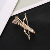 Maxbell 2Pack Bow and Arrow Brooches Crystal Clothes Lapel Pin Badge Collar Clips