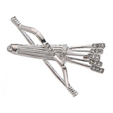 Maxbell 2Pack Bow and Arrow Brooches Crystal Clothes Lapel Pin Badge Collar Clips
