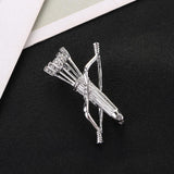 Maxbell 2Pack Bow and Arrow Brooches Crystal Clothes Lapel Pin Badge Collar Clips