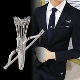 Maxbell 2Pack Bow and Arrow Brooches Crystal Clothes Lapel Pin Badge Collar Clips