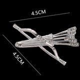 Maxbell 2Pack Bow and Arrow Brooches Crystal Clothes Lapel Pin Badge Collar Clips