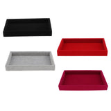 Maxbell 2x Elegant Velvet Stackable Jewelry Display Tray Necklace Organizer Gray