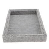 Maxbell 2x Elegant Velvet Stackable Jewelry Display Tray Necklace Organizer Gray