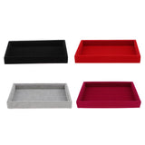Maxbell 2x Elegant Velvet Stackable Jewelry Display Tray Necklace Organizer Gray