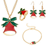 Maxbell Christmas Jewelry Set Necklace Rings Bracelets Earring Decors Bell