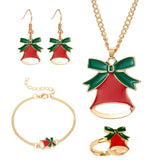 Maxbell Christmas Jewelry Set Necklace Rings Bracelets Earring Decors Bell