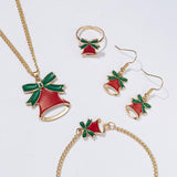 Maxbell Christmas Jewelry Set Necklace Rings Bracelets Earring Decors Bell