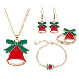 Maxbell Christmas Jewelry Set Necklace Rings Bracelets Earring Decors Bell