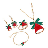 Maxbell Christmas Jewelry Set Necklace Rings Bracelets Earring Decors Bell