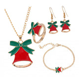 Maxbell Christmas Jewelry Set Necklace Rings Bracelets Earring Decors Bell