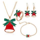 Maxbell Christmas Jewelry Set Necklace Rings Bracelets Earring Decors Bell