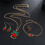 Maxbell Christmas Jewelry Set Necklace Rings Bracelets Earring Decors Bell