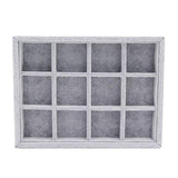 Maxbell 4xGray Velvet Stackable Jewelry Display Tray Case for Jewellery 24 Grid