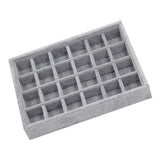 Maxbell 4xGray Velvet Stackable Jewelry Display Tray Case for Jewellery 24 Grid