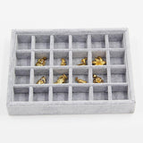 Maxbell 4xGray Velvet Stackable Jewelry Display Tray Case for Jewellery 24 Grid
