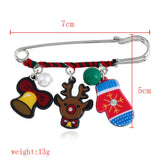 Maxbell Fashion Xmas Snowman Elk Bell Brooch Pin Womens New Year Breastpin Gifts 05