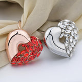 Crystal Heart Ring Fashion Ladies Silk Chiffon Scarf Clip Ring Red