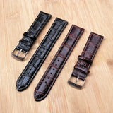 Alligator Grain Embossed Pattern Leather Watch Band Strap  20mm Brown
