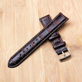 Alligator Grain Embossed Pattern Leather Watch Band Strap  20mm Brown