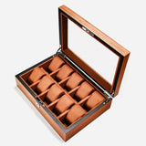 Wood Watch Display Case w/Clear Glass Top Jewelry Storage Organizer 10 Slots