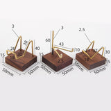 15xMetal Arm Wooden Base Display Stand Rack for Gemstone Mineral Style 02
