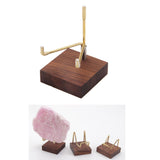 15xMetal Arm Wooden Base Display Stand Rack for Gemstone Mineral Style 02