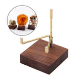 15xMetal Arm Wooden Base Display Stand Rack for Gemstone Mineral Style 02