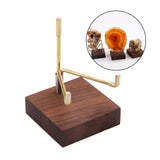15xMetal Arm Wooden Base Display Stand Rack for Gemstone Mineral Style 02