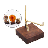 15xMetal Arm Wooden Base Display Stand Rack for Gemstone Mineral Style 02