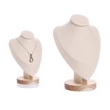 Maxbell 2 Pieces Jewlery Display Stand Organizer Wooden Bust Chain Holders