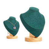 Maxbell 2 Pieces Jewlery Display Stand Organizer Wooden Bust Chain Holders
