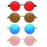 Steampunk Retro Round Circle Sunglass Metal Frame UV Protection Gold Pink