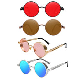 Steampunk Retro Round Circle Sunglass Metal Frame UV Protection Gold Pink