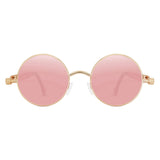 Steampunk Retro Round Circle Sunglass Metal Frame UV Protection Gold Pink