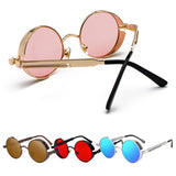 Steampunk Retro Round Circle Sunglass Metal Frame UV Protection Gold Pink