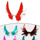 Unique Angel Wing Sunglasses Party Eyewear Red Transparent frame