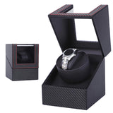 Maxbell Mini Battery Powered Automatic Watch Winder Winding Box for Mechanical Watch Fiber Black