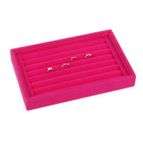 Maxbell Jewelry Storage Tray for Earrings Bracelet Women 227x146x31mm Flannel Pink