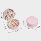 Maxbell Jewelry Storage Case Multi-Layer Round with Mirror for Necklace Gifts Girls pink