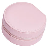 Maxbell Jewelry Storage Case Multi-Layer Round with Mirror for Necklace Gifts Girls pink