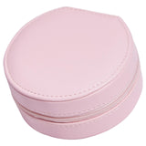 Maxbell Jewelry Storage Case Multi-Layer Round with Mirror for Necklace Gifts Girls pink